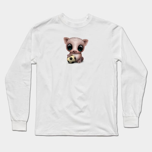 Cute Baby Pig With Football Soccer Ball Long Sleeve T-Shirt by jeffbartels